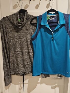 Nike Bright Blue Sleeveless Golf Top & Nike Super Soft Long-sleeve Top